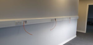 Power and data electrical points fitted in dad rail